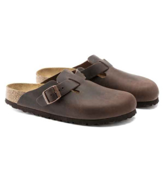 Birkenstock Boston Naoljeni rjavi usnjeni cokli
