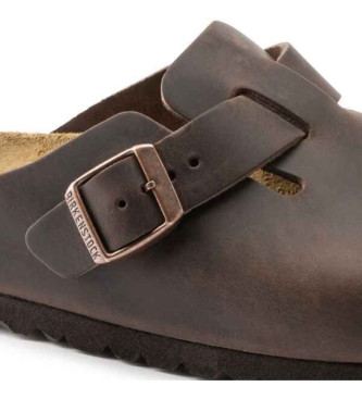 Birkenstock Boston Naoljeni rjavi usnjeni cokli