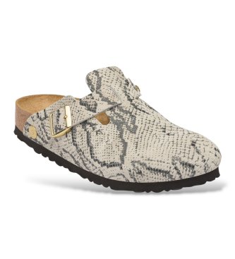 Birkenstock Sabots en Cuir Boston (Coupe Étroite) beige