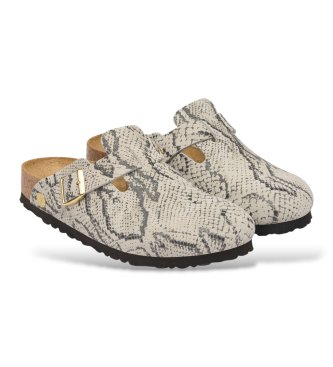 Birkenstock Sabots en Cuir Boston (Coupe Étroite) beige