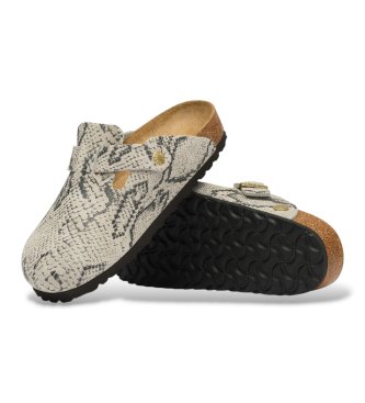 Birkenstock Sabots en Cuir Boston (Coupe Étroite) beige