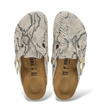 Birkenstock Sabots en Cuir Boston (Coupe Étroite) beige