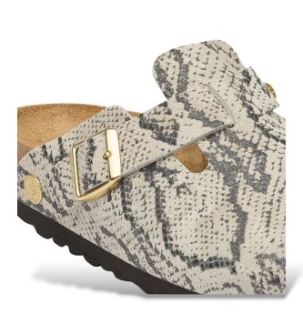 Birkenstock Sabots en Cuir Boston (Coupe Étroite) beige