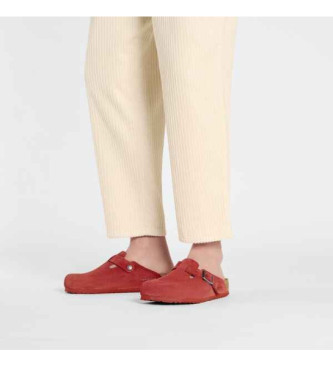 Birkenstock Sabots en cuir Boston rouge