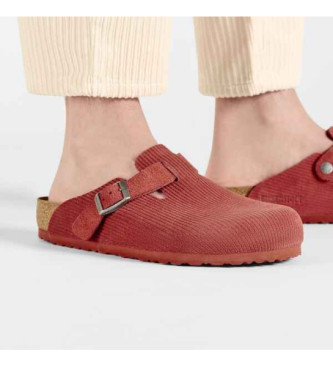 Birkenstock Zuecos de piel Boston rojo