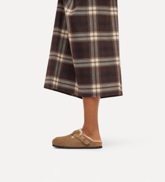 Birkenstock Zuecos de Piel Boston Shearling (Ajuste Estrecho) marrón