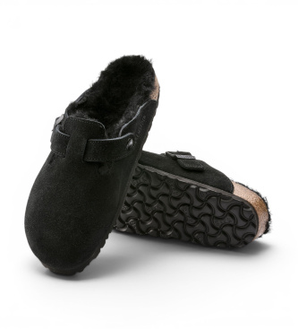Birkenstock Sabots en Cuir Boston Shearling (Coupe Étroite) noir