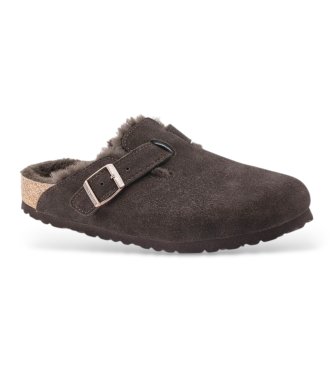 Birkenstock Boston Shearling Leather Clogs (Regular Fit) mocha