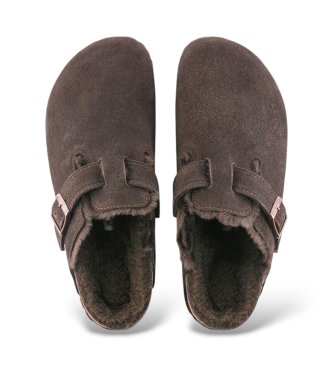 Birkenstock Boston Shearling Leather Clogs (Regular Fit) mocha