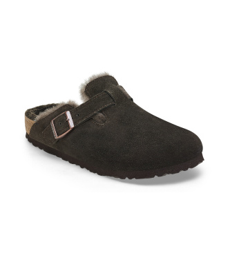 Birkenstock Brown Boston Shearling Leather Clogs (Narrow Fit)
