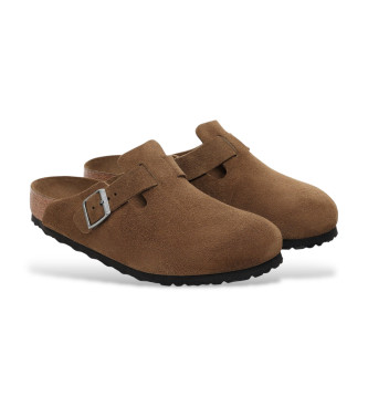 Birkenstock L�der Clogs Boston Mjuk fotb�dd brun