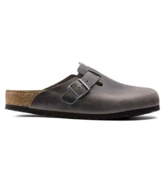 Birkenstock Leather Clogs Boston grey