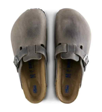Birkenstock Leather Clogs Boston grey