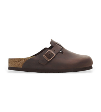 Birkenstock Skórzane chodaki Boston Soft brązowe