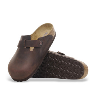Birkenstock Skórzane chodaki Boston Soft brązowe