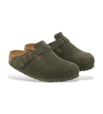 Birkenstock Skórzane chodaki Boston zielone
