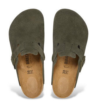 Birkenstock Skórzane chodaki Boston zielone