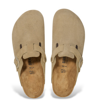 Birkenstock Zoccoli in Pelle Boston verde (Vestibilità Regular) kaki