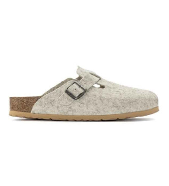 Birkenstock Boston Wool grijs leren klompen