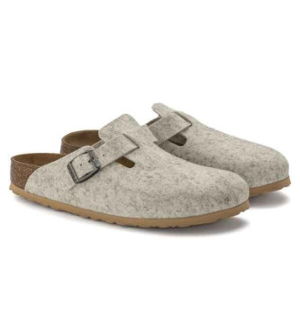 Birkenstock Boston Wool grey leather clogs