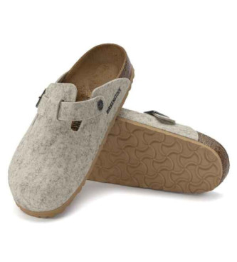 Birkenstock Socas Boston Wool em pele cinzenta