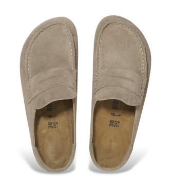 Birkenstock Zuecos de Piel Naples Wrapped taupe