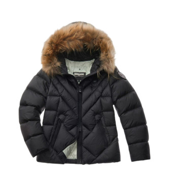 Blauer Manteau de plumes noir Alicia