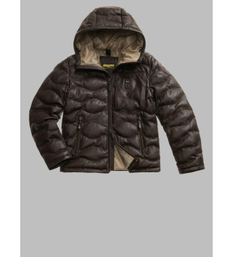 Blauer Cappotto di pelliccia marrone Drohan con motivo a onde