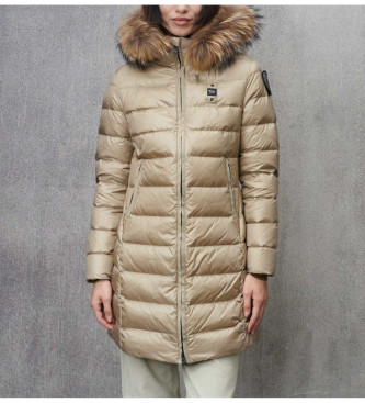 Blauer Manteau long avec fourrure dore Kristin