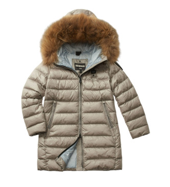 Blauer Manteau long beige bord de fourrure Kristin Junior