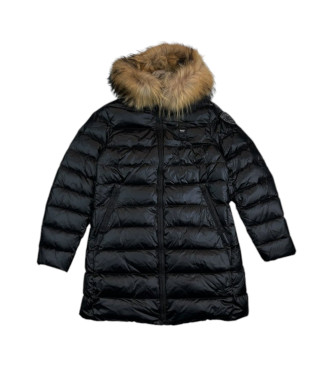 Blauer Cappotto lungo in pelliccia nera Kristin Junior