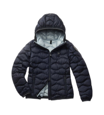 Blauer Camellia navy Daunenmantel mit Wellen