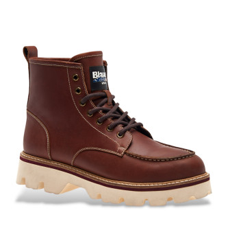 Blauer Bottines en cuir marron Rusk