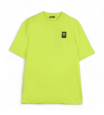 Blauer T-shirt gialla in morbido cotone