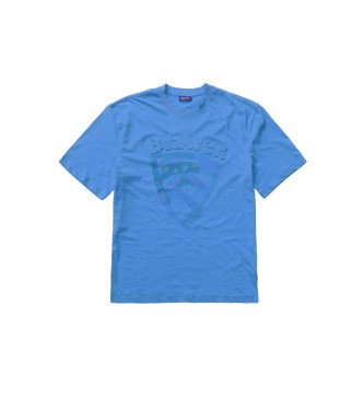 Blauer T-shirt blauw geborsteld schild