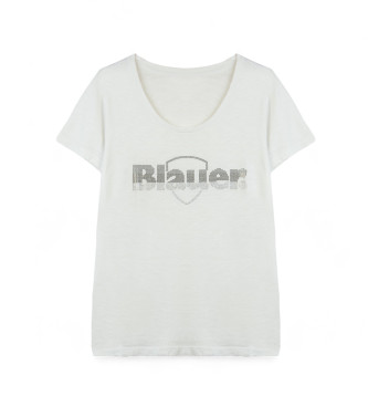 Blauer T-shirt sfumata glitter bianca