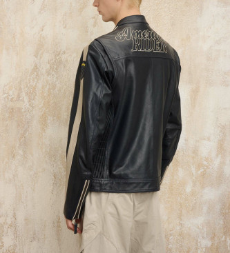 Blauer Giacca biker bicolore nera Garner