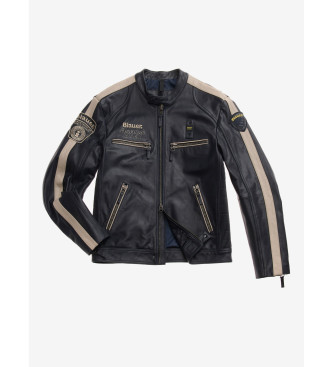 Blauer Bikerjas bicolour garner zwart