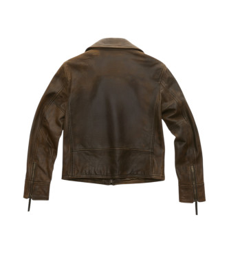 Blauer Giacca in pelle marrone Selwyn