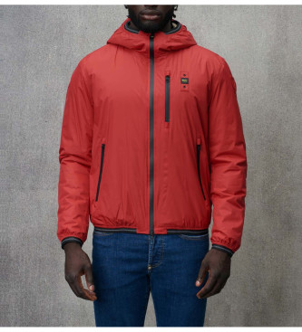 Blauer Veste avec doublure en fourrure Eco Devon rouge