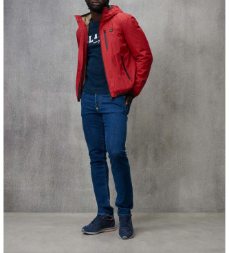 Blauer Veste avec doublure en fourrure Eco Devon rouge