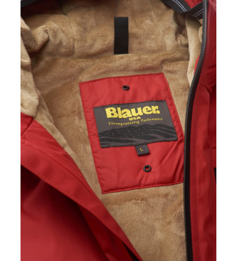 Blauer Jas met bontvoering Eco Devon rood