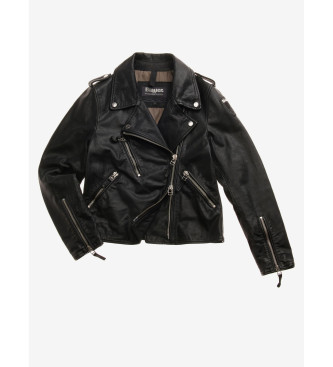 Blauer Veste en cuir Vintage Cherry noir