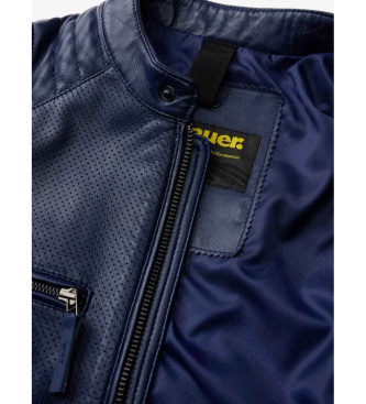 Blauer Chaqueta de piel Perforated azul