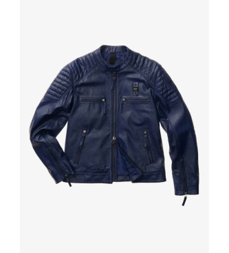 Blauer Chaqueta de piel Perforated azul