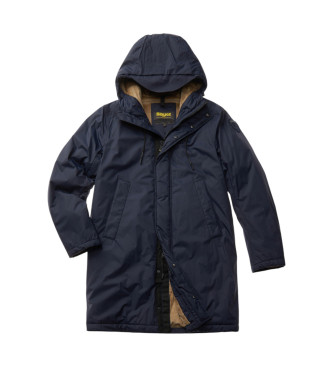 Blauer Giubbotto lungo con interni in pelle Butler blu navy