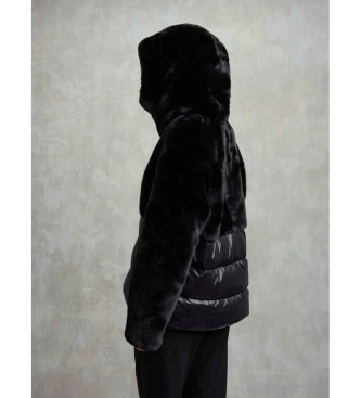 Blauer Nylonjacke mit Eco Fanevil Fell schwarz