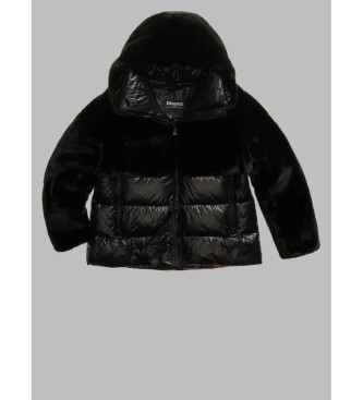 Blauer Nylonjacke mit Eco Fanevil Fell schwarz