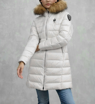 Blauer Veste longue en fourrure Kristin blanche