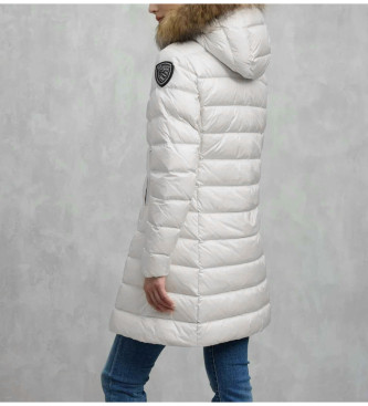 Blauer Veste longue en fourrure Kristin blanche